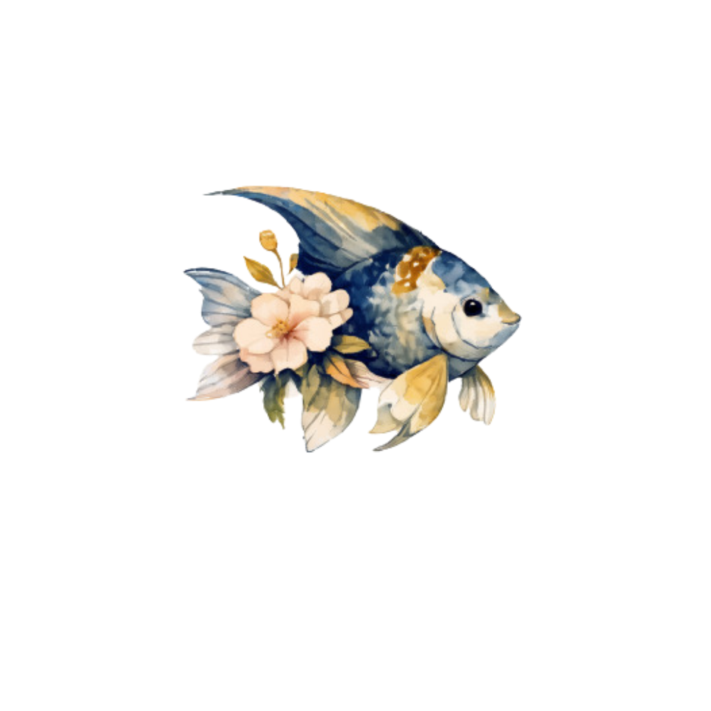 Floral Fish Digital Stickers| Cute Clip Art Bundle PNG| Instant download
