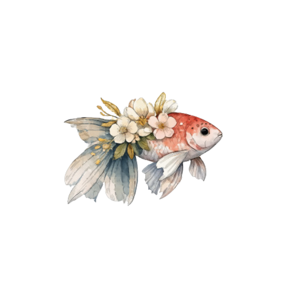 Floral Fish Digital Stickers| Cute Clip Art Bundle PNG| Instant download