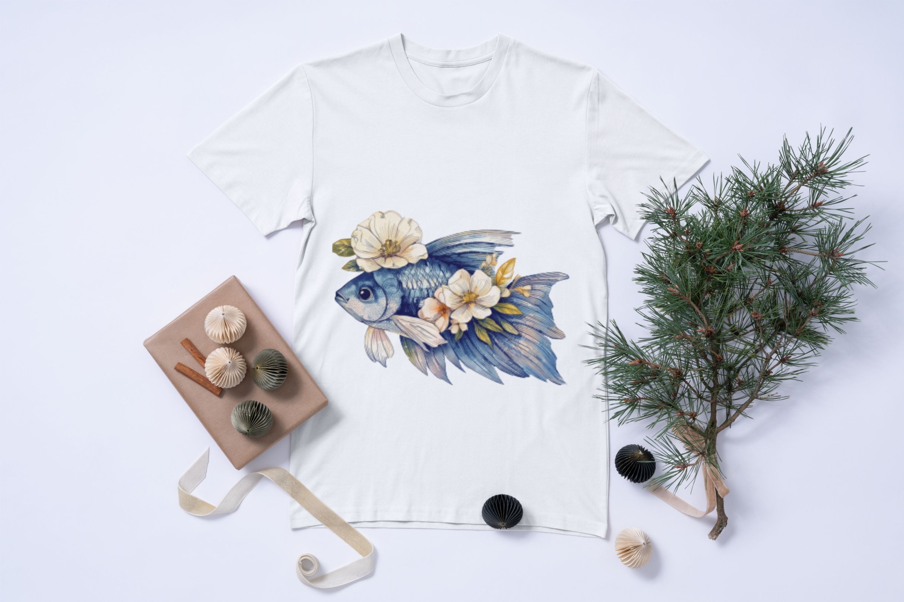 Floral Fish Digital Stickers| Cute Clip Art Bundle PNG| Instant download