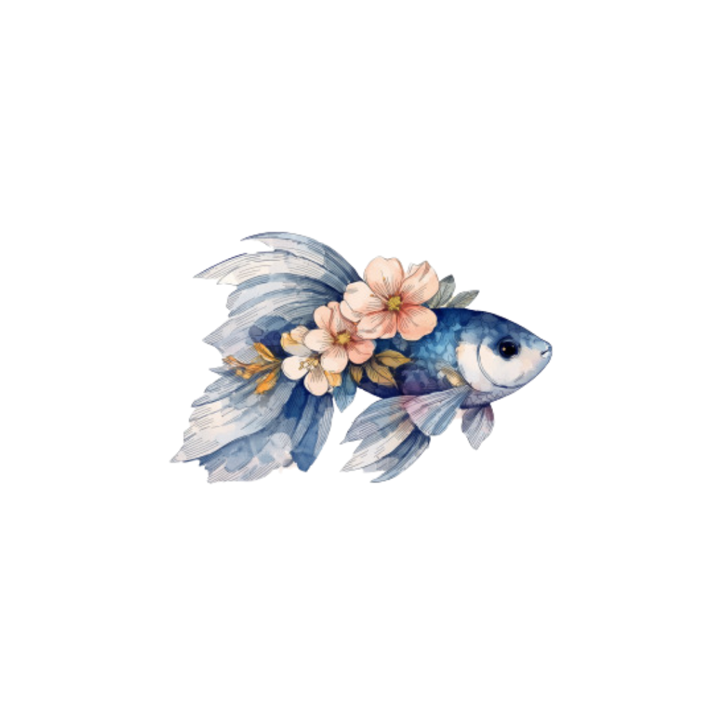 Floral Fish Digital Stickers| Cute Clip Art Bundle PNG| Instant download