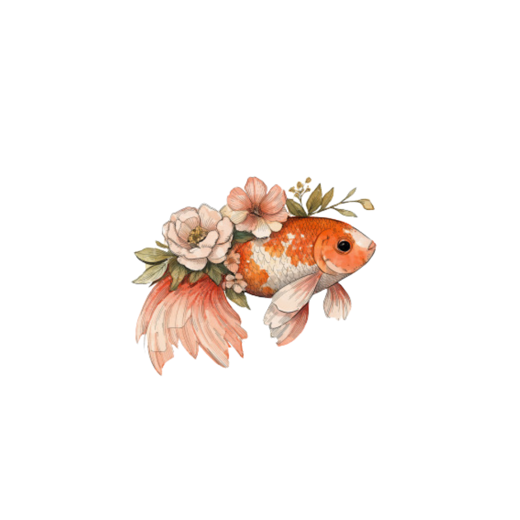 Floral Fish Digital Stickers| Cute Clip Art Bundle PNG| Instant download