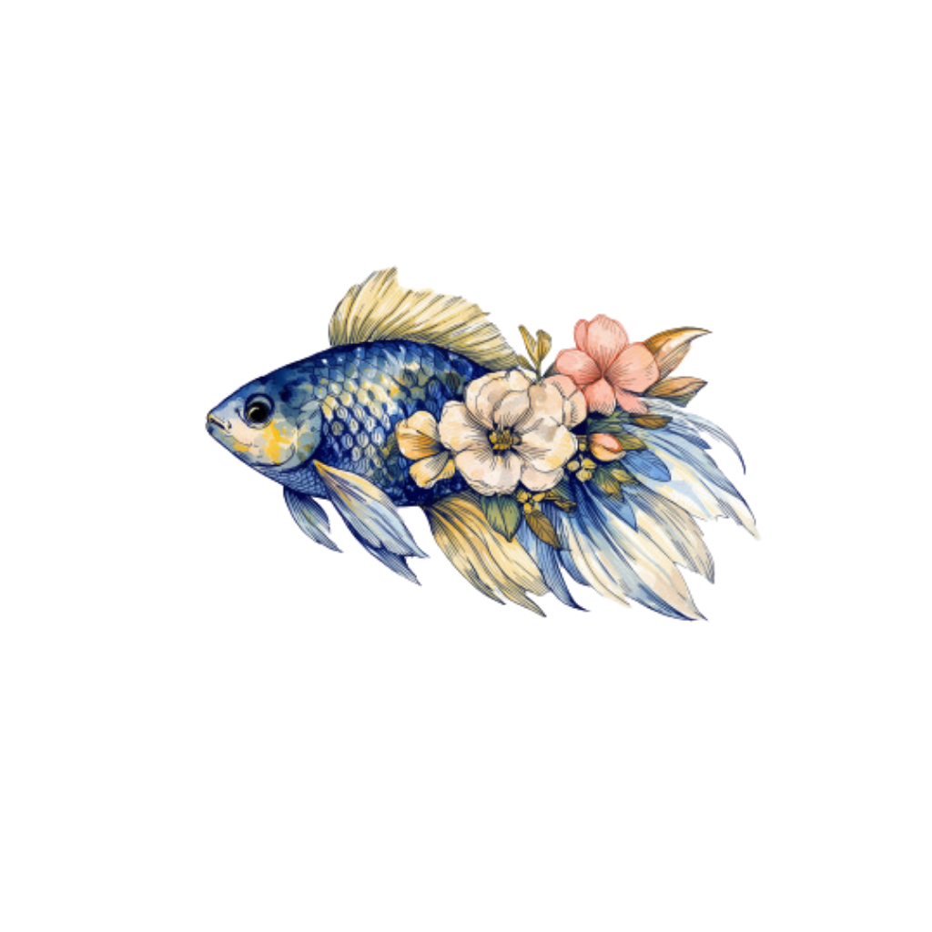Floral Fish Digital Stickers| Cute Clip Art Bundle PNG| Instant download