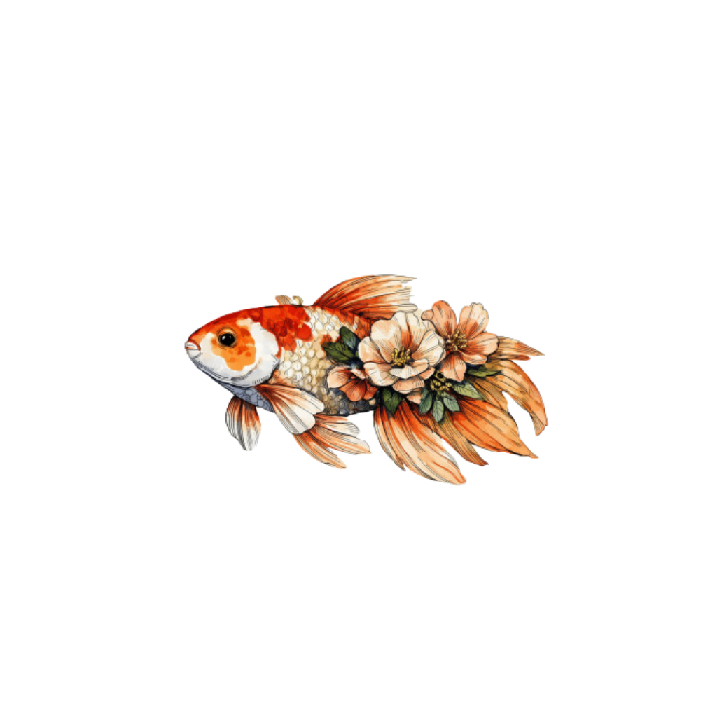 Floral Fish Digital Stickers| Cute Clip Art Bundle PNG| Instant download