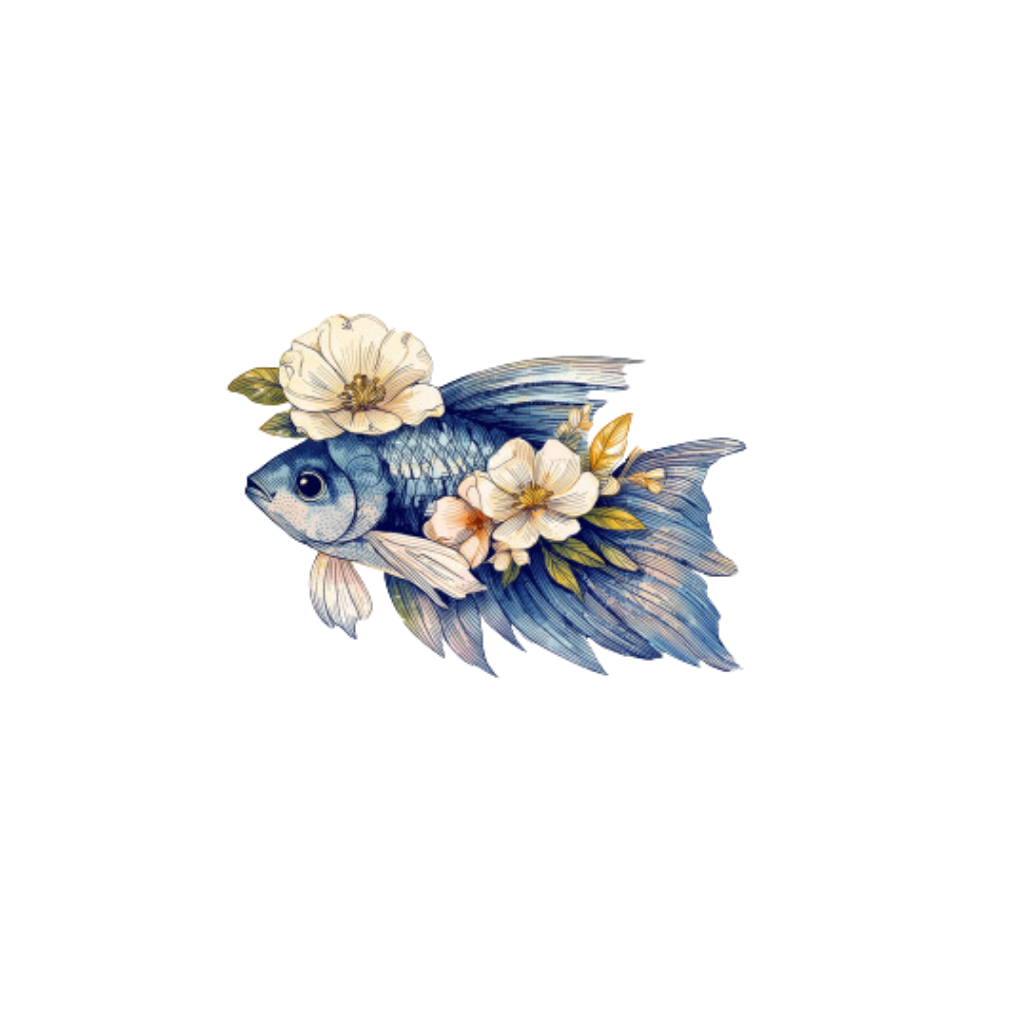 Floral Fish Digital Stickers| Cute Clip Art Bundle PNG| Instant download
