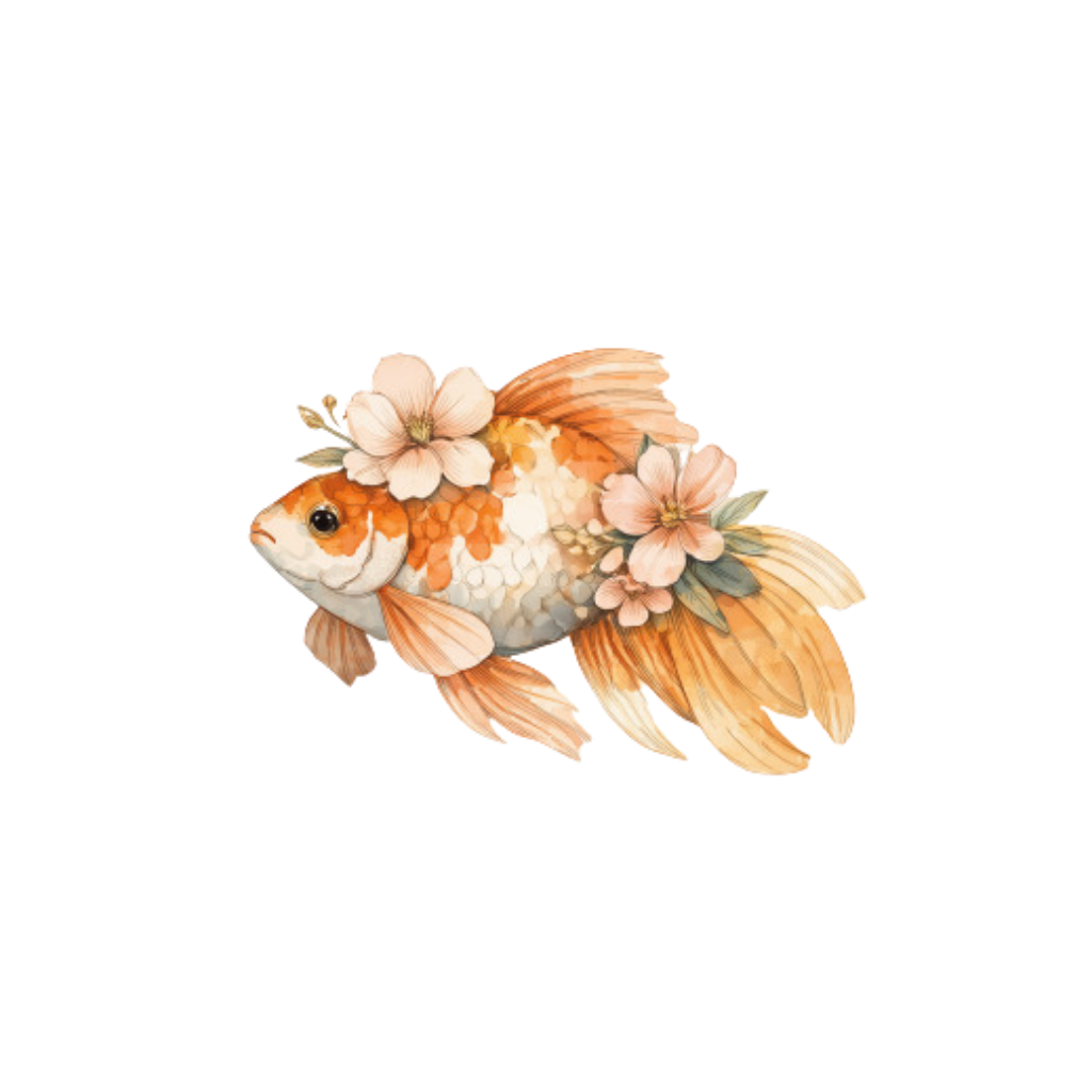 Floral Fish Digital Stickers| Cute Clip Art Bundle PNG| Instant download