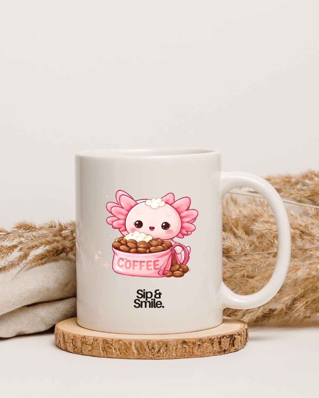 Axolotl kawaii coffee clip-art PNG and SVG format