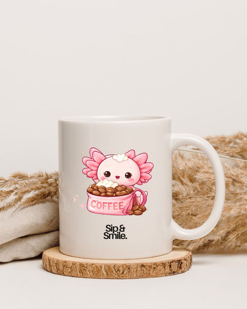 Axolotl kawaii coffee clip-art PNG and SVG format
