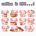 Axolotl kawaii coffee clip-art PNG and SVG format